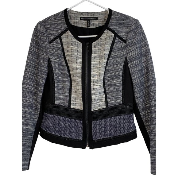 WHBM Multi Tweed Momento Jacket Blazer Zip Size 4 Washable Contrast Crop 6940 - Picture 11 of 11